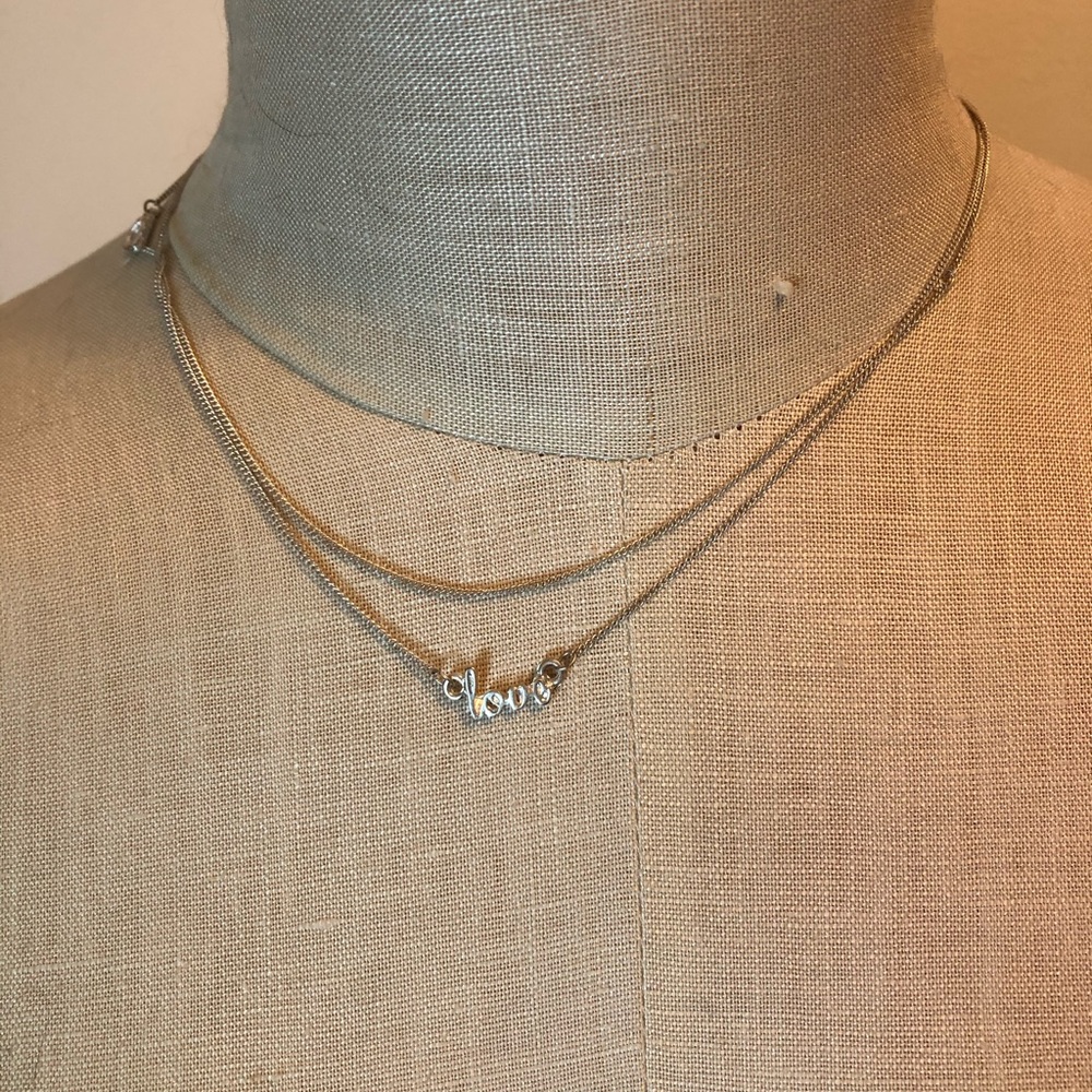 Love necklace Silver Double chain and lips charm